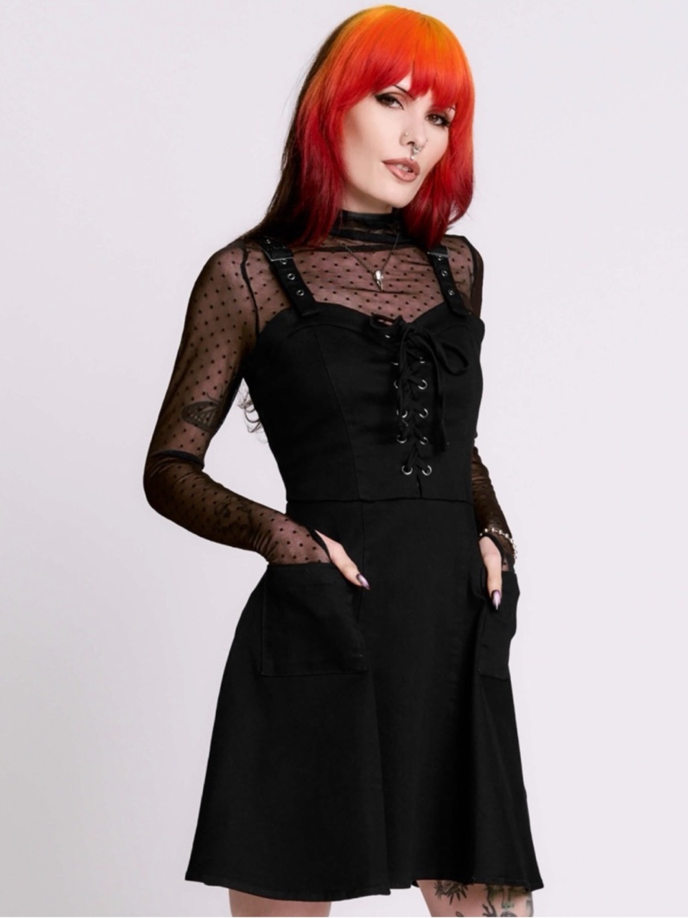 Midnight Hour | Lace Up Denim Dress